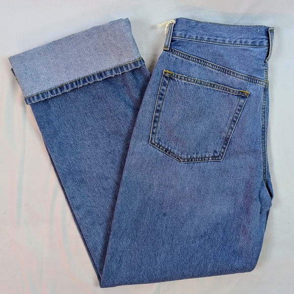 ética Jean Stanton Relax Wide Leg Cuffs Button Fly High Rise Arctic Blue 30 NWT - Picture 1 of 16